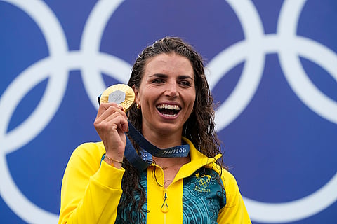 Women's canoe single medal ceremony: Gold medalist Jessica Fox of Australia